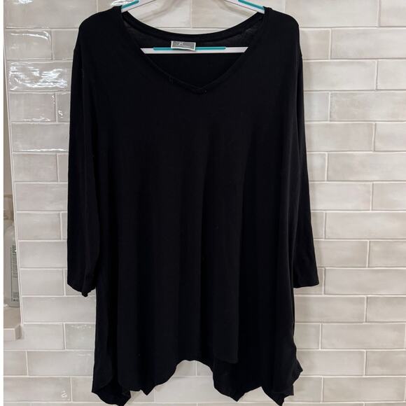 JM Collection Tops - JM Collection Black Tunic Asymmetric Tunic Long Sleeves Top 3X